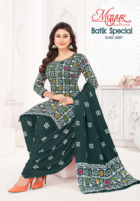 Green Color Batik Print Dress