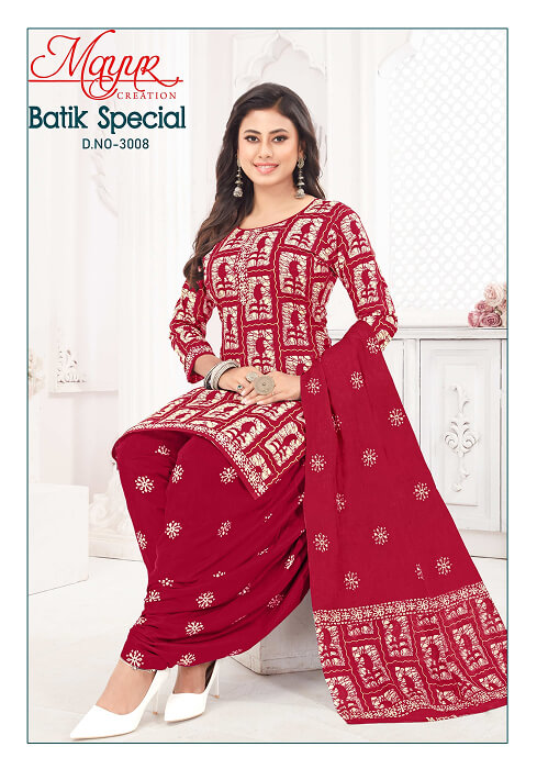 Red Color Batik Print Dress