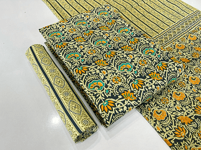 Latest Ajrakh Design Cotton Dress Material for Women