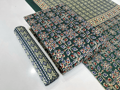 Latest Ajrakh Design Cotton Dress Material for Women