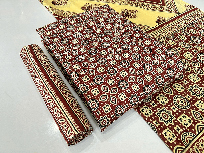 Ajrakh Print Dress Withn Top Bottom and Dupatta