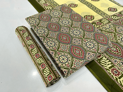 Latest Ajrakh Design Cotton Dress Material for Women