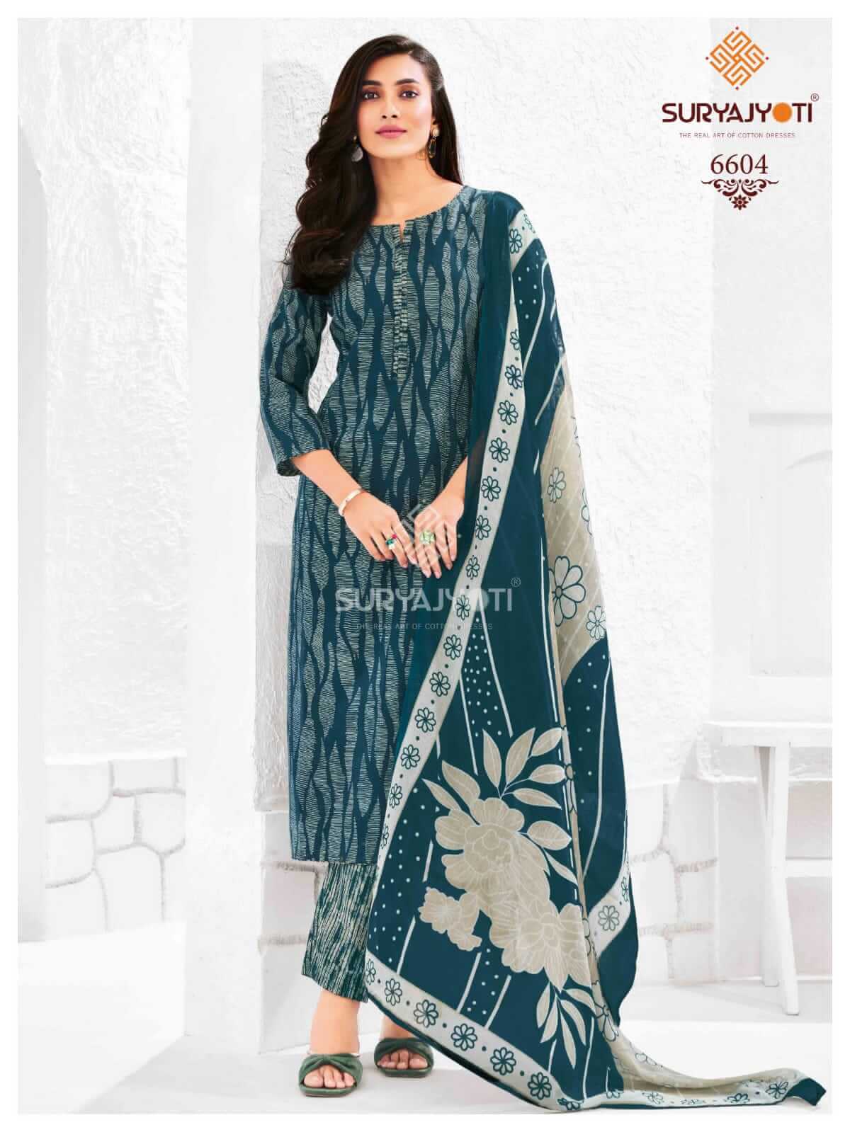 Floral Women Wearing Suryajyoti Dress Material