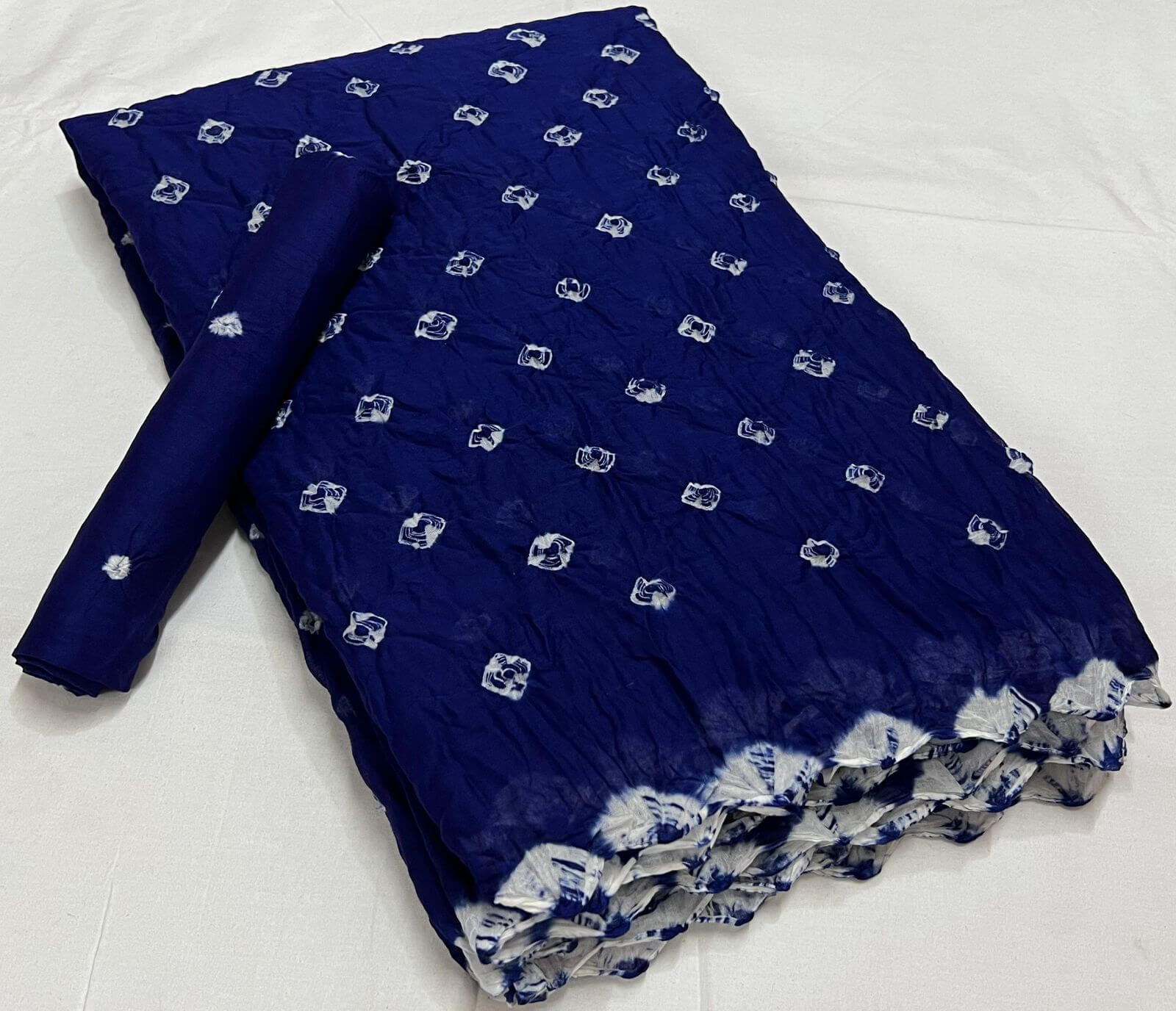 blue bandhani cotton saree